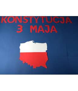 Dekoracje Konstytucja 3 maja Mapa - flaga biało czerwona 70 cm x 70 cm 11 listopad dekoracje szkolne