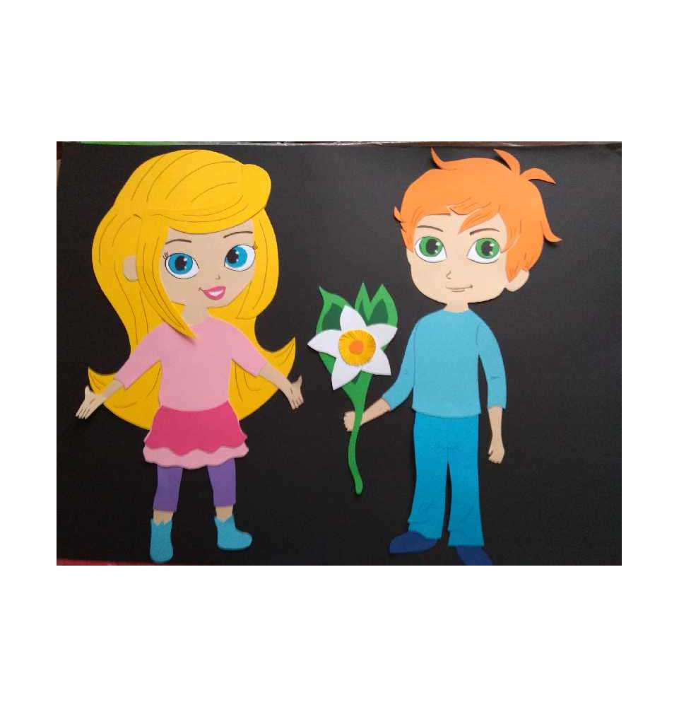 Dekoracje DZIEŃ BABCI I DZIADKA dzieci  kwiatkiem 69 cm dekoracje szkolne