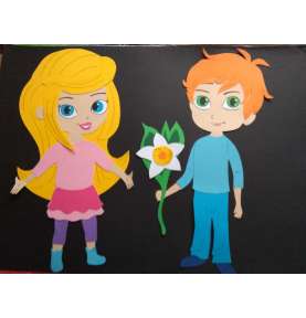 Dekoracje DZIEŃ MAMY I TATY dzieci z kwiatkiem 69 cm dekoracje szkolne