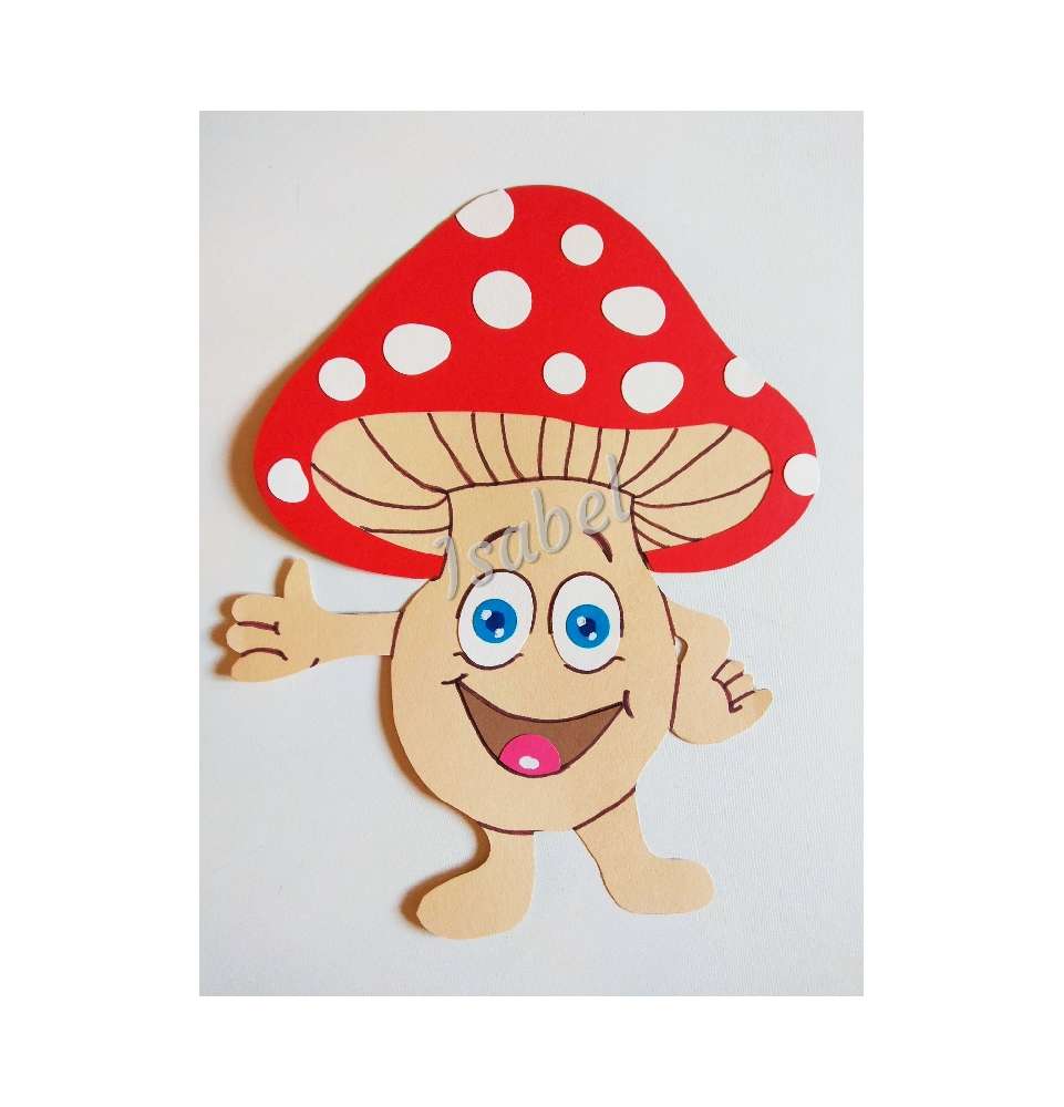 Uśmiechnięty muchomorek- 27x22 cm grzyb