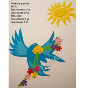 Dekoracje wiosenne i letnie Niebieski Ptak 46x41 cm dekoracje szkolne
