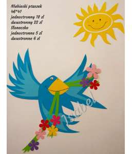 Dekoracje wiosenne i letnie Niebieski Ptak 46x41 cm dekoracje szkolne