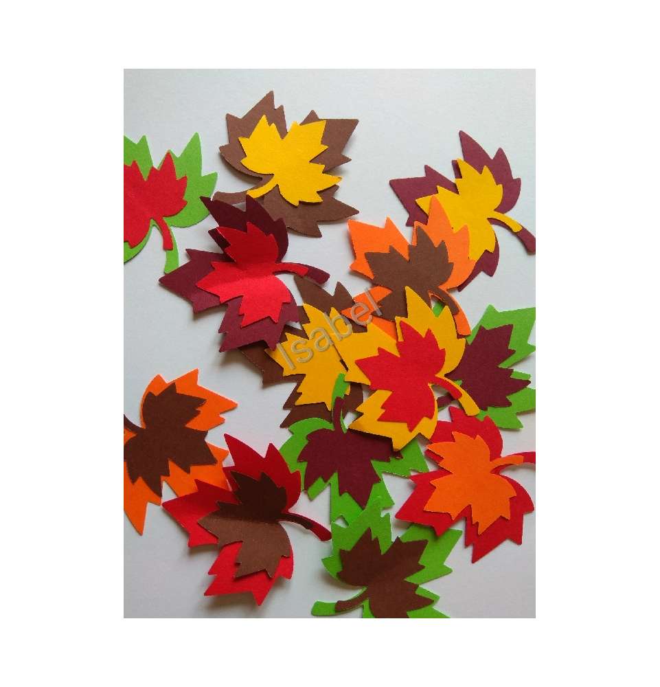 Dwuwarstwowe liście w kolorze jeseni- 7 cm