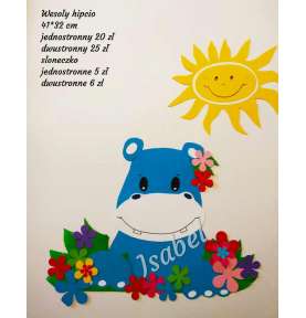Dekoracje wiosenne i letnie Wesoły HIPCIO Hipopotam 41x32 cm   dekoracje szkolne