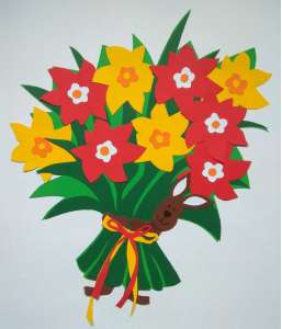 Dekoracje wiosenne i letnie Bukiet Kwiaty 54x45 cm  dekoracje szkolne