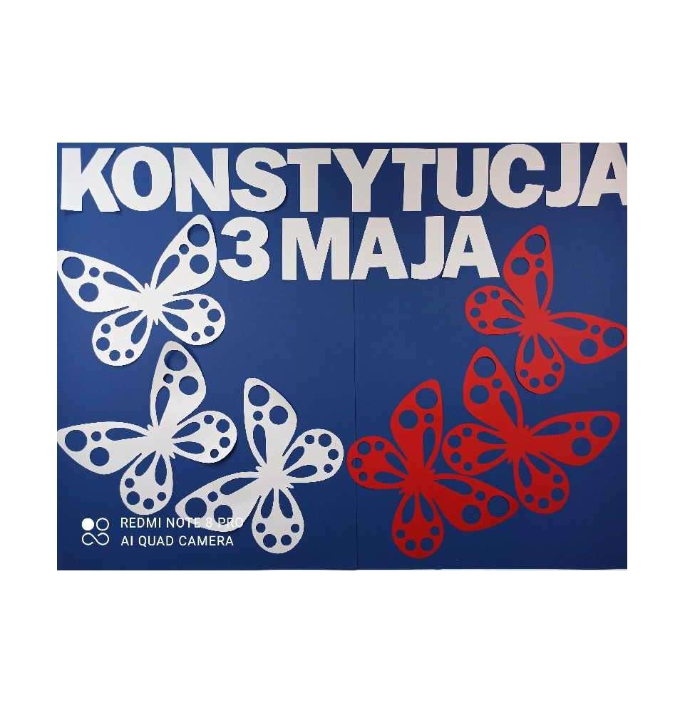 Dekoracje Konstytucja 3 maja  Motyle  ażurowe biało czerwone ZESTAW dekoracje szkolne