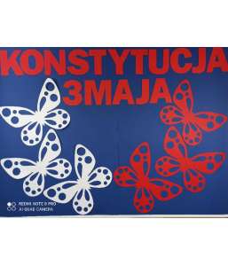 Dekoracje Konstytucja 3 maja  Motyle  ażurowe biało czerwone ZESTAW dekoracje szkolne