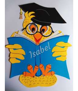 Dekoracje na zakończenie roku szkolne, rozpoczęcie roku szkolnego Duża sowa w okularach z książką- 67 cm