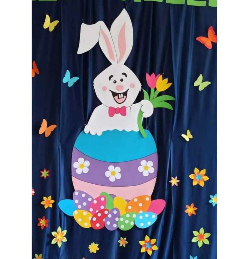 Dekoracja Wielkanoc królik zając 150 cm www.dekoracjeszkolne.pl