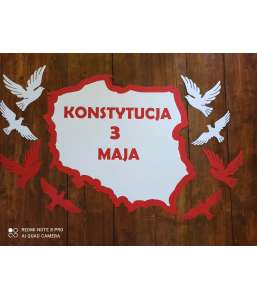 Dekoracje Konstytucja 3 maja  Mapa Polski 60 cm z napisem  POLSKA 11 listopad szkolne dekoracje