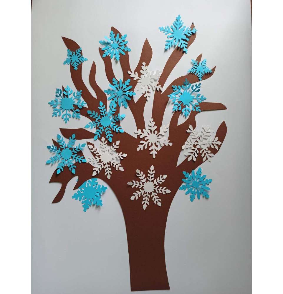 Dekoracje zimowe Drzewo ze śnieżynkami 70 cm lub 100 cm dekoracjeszkolne.pl