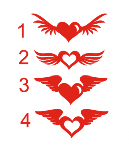 Dekoracje WALENTYNKI ZESTAW 4 SZTUKI Serce ze skrzydłami dekoracje szkolne