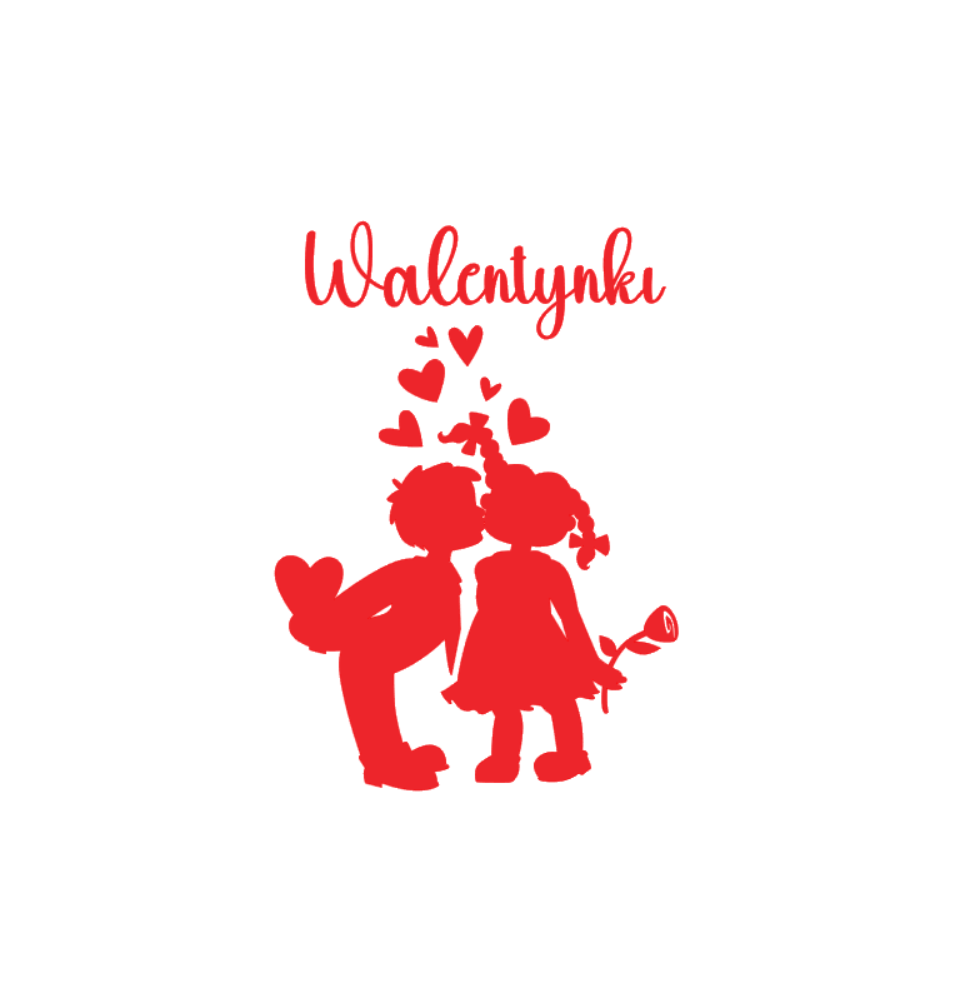 Dekoracje WALENTYNKI ZESTAW 2 dzieci z sercami i napisem  kolor czerwony dekoracjeszkolne.pl