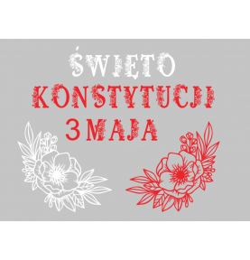 DEKORACJE Konstytucja 3 Maja SAM NAPIS 15 CM BIAŁO CZERWONY  dekoracjeszkolne.pl