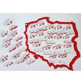 Dekoracje Konstytucja 3 maja  11 listopada Mapa Polski z motylkami 3 d + 10 motylków 3 d szkolne dekoracje