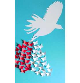 Dekoracje Niepodległościowe Biała Gołębica z biało czerwonymi kwiatami 11 listopad dekoracje szkolne