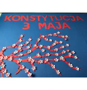 Dekoracje Niepodległość Gałązka z kwiatami biało-czerwona 100 cm 11 listopad dekoracje szkolne
