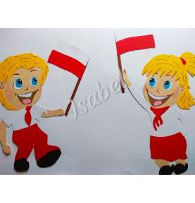 Dekoracje Niepodległość Dzieci z flagą 50 cm dekoracje szkolne 11 listopad