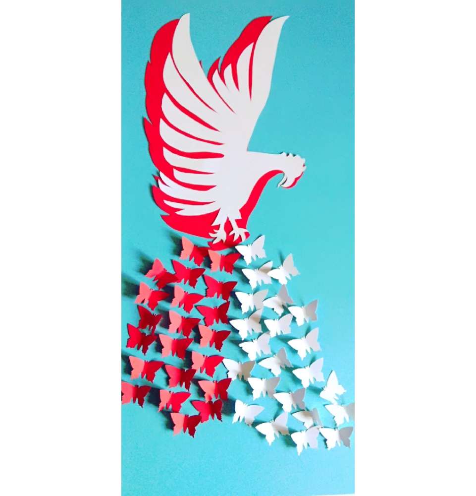 Dekoracje Niepodległość Orzeł 30x48 cm z motylkami 11 listopad dekoracje szkolne