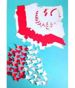 Dekoracje Niepodległość  Mapa Polski z orłem 70 cm x 70 cm 11 listopad szkolne dekoracje